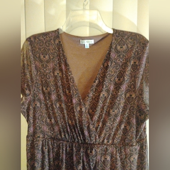 🔥Croft & Barrow XL Crossover Empire Waist Midi Plum Paisley wrap dress - Picture 11 of 16